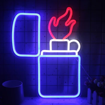 Wanxıng Çakmak Şekilli Neon Tabelalar Akrilik Duvar Sanatı Neon Aydınlatma Bar Restoran Kamp Tatil Kulübü Parti Oyun Odası Dekor