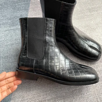 Yeni Ayakkabı Tabi Ninja Moccasins Yuvarlak Bölünmüş Ayak Sığ Kadın yarım çizmeler Üzerinde Kayma Slingback Çizmeler Hakiki Deri kadın ayakkabısı