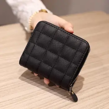 Moda Kısa Cüzdan Kadınlar için PU Deri Kadın Ekose Çantalar kartlıklı cüzdan Küçük Fermuarlı cüzdan bozuk para cüzdanı el çantası