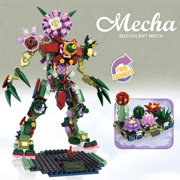 Metamorfik Robotik Ebedi Çiçek Serisi İki Değişiklikleri Montaj Küçük Parçacık Yapı Taşı Masaüstü Dekorasyon Modeli Oyuncak Çocuk
