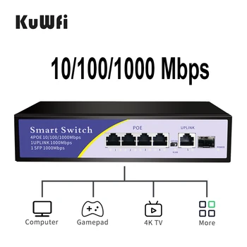KuWfi 48V POE Ağ Anahtarı 1000Mbps Ethernet Anahtarı Yüksek Performanslı RJ45 Hub SFP IEEE 802.3 AF IP kamera / kablosuz erişim noktası / CCTV