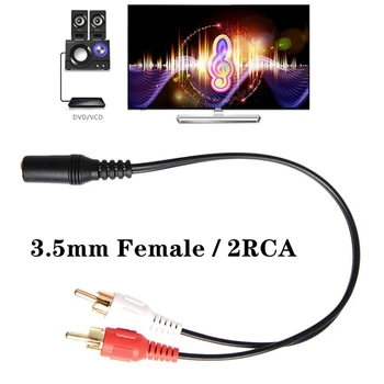 Evrensel RCA Kablosu 3.5 mm Jack Stereo Ses Kablosu Dişi 2RCA Erkek Soket Kulaklık 3.5 AUX Y Adaptörü DVD Amplifikatörler