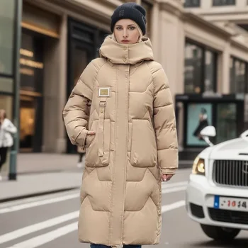 Kış Yeni Ayrılabilir Kap Pamuk-yastıklı kadın Orta uzunlukta Diz Üzerinde Kalınlaşmış Aşağı Pamuk Parkas kadın ceket