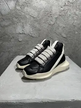 Owen Seak Erkekler Platformu Sneakers Kalın Dantel-up Hakiki deri Kadın Ayakkabı Yükseltme Lüks Eğitmenler Rahat Sonbahar Siyah Çizmeler
