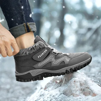 Kış Sneakers Erkekler ve Kadınlar için yarım çizmeler Sıcak Peluş Spor Kar Botları Çift Dış yürüyüş botları Büyük boy 47 48 49 MSH024