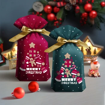 Noel hediyesi Çanta Şeker Çerez hediye çantası İpli Cep noel hediyesi s Yeni Yıl Ambalaj Poşetleri Noel Dekorasyon 2021