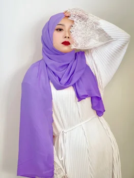 Müslüman Kadınlar İnci Şifon Başörtüsü Eşarp Elbise Kadınlar Müslüman Anında Başörtüsü Abaya Uzun Başörtüsü Bayanlar Abayas Şal Başörtüsü Eşarp Şal