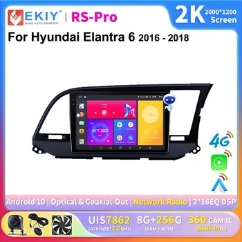 EKIY 2K Ekran CarPlay Radyo Hyundai Elantra 6 2016-2018 İçin Android Otomatik 4G Araba Multimedya Oynatıcı Stereo GPS 2Din Navı Aı Ses