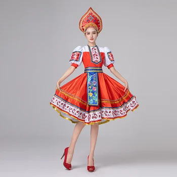 Yeni Klasik Zarif Rus Ulusal Dans Elbise Yetişkin Kız Çocuk Kadın Sahne Performansı Kostüm Avrupa Prenses Sahne Elbise