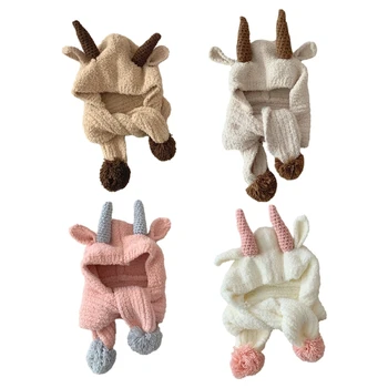 Pamuk Geyik Boynuz Eşarp Şapka Bebekler için, 3-8T Bebekler Sıcak Bere Atkısı Bebek Kulak Koruma Kapağı Kış Moda