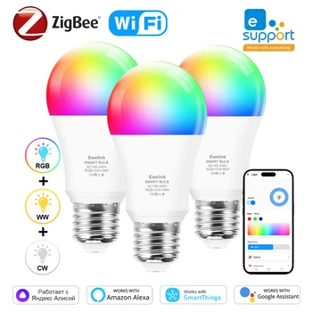 Ewelink E26 E27 Zıgbee LED Ampuller Wifi akıllı LED lamba RGB + CW + WW 15W 18W LED ışık Ampul Alexa İle Çalışır Google Smartthings Yandex