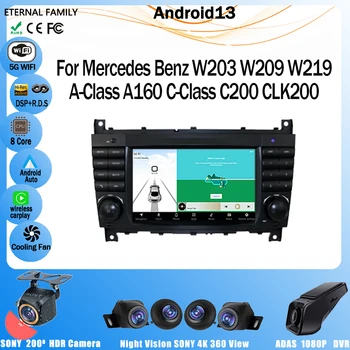 7 İnç Android 13 Mercedes Benz İçin W203 W209 W219 A Sınıfı A160 C Sınıfı C200 CLK200 Multimedya otomobil araç GPS Dokunmatik Ekran TV