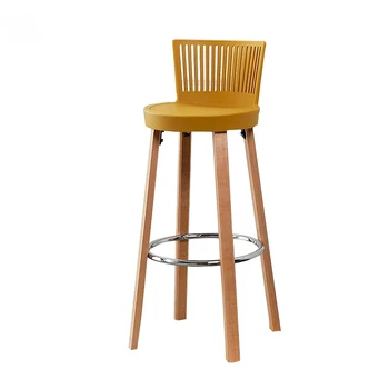 İskandinav katı ahşap bar sandalyesi s mutfak mobilyası Yaratıcı Kişilik Bar yüksek bar sandalyesi Tasarımcı Arkalığı Sandalyeler Oturma Odası için