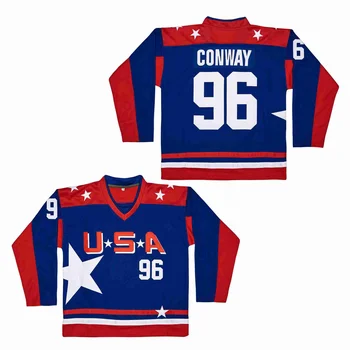 Buz Hokeyi Forması ABD 96 Charlie Conway Dikiş Nakış Açık Spor Formaları C-mark Mavi 1996 Milli takım 2023 Yeni