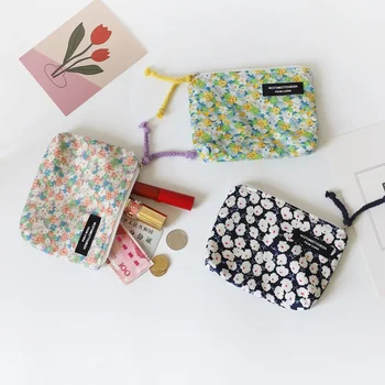 Kare Sevimli Çiçek bozuk para cüzdanı Yeni Küçük Taze Öğrenci Bozuk Para çantası Fermuarlı saklama çantası Cüzdan Kadınlar için