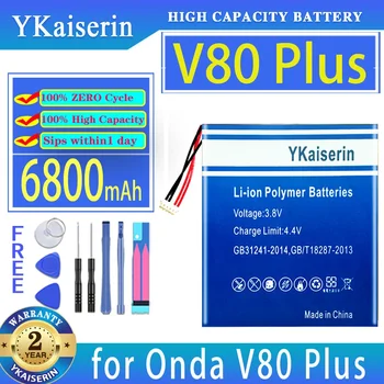 YKaiserin 6800mAh Yedek Pil V80 Artı (5 Telli Fiş) Onda V80Plus OC801 OI100 V80SE OI101 dizüstü bilgisayar pilleri