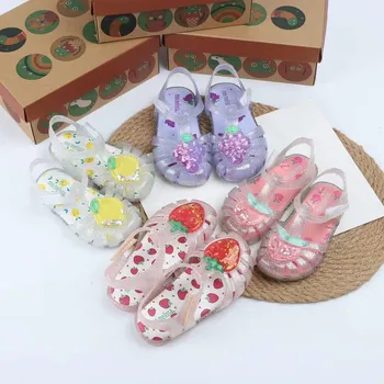 Yeni Stil Mini Melissa Çocuk Yaz Jöle Ayakkabı Kız Moda Meyve Çocuklar Roma Sandalet Grap Apple Çocuklar Plaj Yumuşak Ayakkabı HMI092
