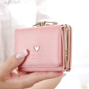 Yeni çanta kadın kısa bozuk para cüzdanı Kore versiyonu kız öğrenci mini sevimli katlanır küçük çanta çoklu kart kart çantası gelgit
