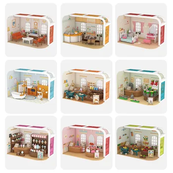 DIY Dollhouse Mini Yatak Odası Mağaza Mutfak Bebek Fantezi Oyuncaklar Ev Çiçek Dükkanı Seti Fırın OB11 1/6 BJD Bebek Evi Aksesuarları