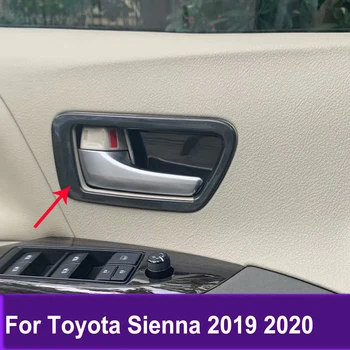 Tasarım Araba Aksesuarları Toyota Sienna 2019 İçin 2020 İç Yan Kapı Kolu kase kapağı Trim Sticker ABS Karbon Fiber