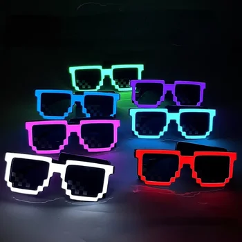 Yeni Kablosuz LED gözlük parıltılı ışıltı Yanıp Sönen Mozaik Gözlük Güneş Gözlüğü UV400 Neon parti gözlüğü Parti Festivali Malzemeleri