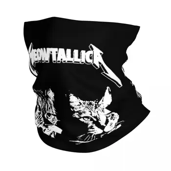 Kedi Meowtallica Bandana Boyun Kapak Baskılı Rock Müzik Maskesi Eşarp Sıcak Bisiklet Eşarp Koşu Erkekler Kadınlar için Yetişkin Rüzgar Geçirmez