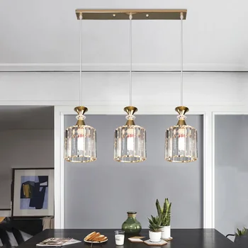 Modern LED kolye ışıkları kişilik Bar yemek odası Metal kombinasyonu kristal avize İskandinav yatak odası oturma odası Lamparas