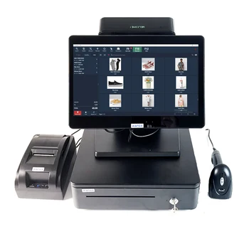 14 inç i5 Dokunmatik Ekran POS Yazarkasa Sistemi Satış Noktası Restoran Perakende için Ücretsiz Yazılım ile VFD Ekran