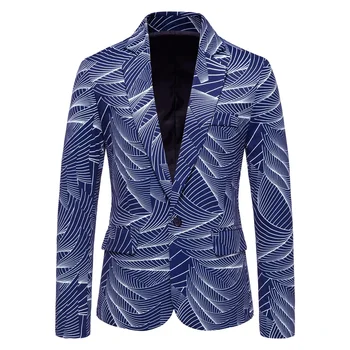 2023 İlkbahar / Yaz Yeni erkek Takım Elbise günlük giysi Şerit Baskı Hafif İş Tek Düğme Takım Elbise