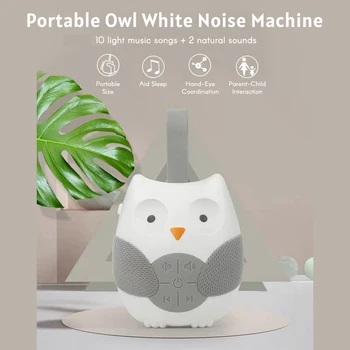 Taşınabilir Baykuş Beyaz Gürültü Makinesi Bebek Emzik ile 10 Hafif Müzik Şarkıları 2 Doğal Sesler Silikon Kayış Bebekler Toddlers için