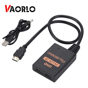 VAORLO 1X2 HDMI Uyumlu Splitter 4K X 2K 3D Video İletim Oyun İçin USB DC Güç Kaynağı