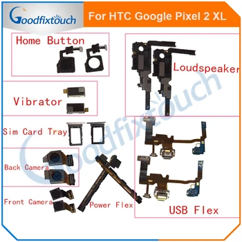 HTC Google Pixel 2 XL için Arka Büyük Arka / Ön Kamera Ana Düğme Parmak İzi Hoparlör Vibratör Güç USB Flex Kablo Sım Tepsi