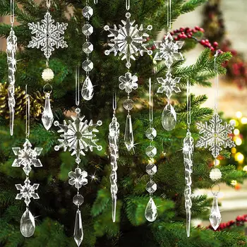 Noel Ağacı Dekorasyon Kristal Süsler Asılı Akrilik Kar Tanesi Saçağı Süsler Noel Ağacı İçin Kış Yeni Yıl Partisi