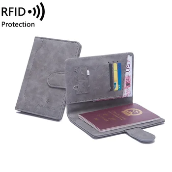 PU Deri Kayış Pasaport Çantası RFID Anti-hırsızlık Fırça Pasaport Klip seyahat cüzdanı kart çantası Bilet Klip Para Klip