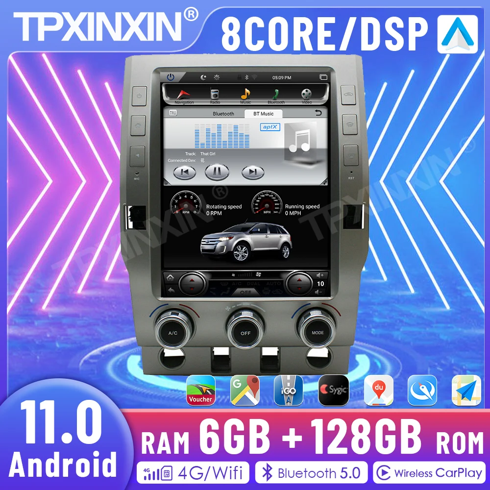 2 Din 6GB+128GB Toyota Tundra 2014-2020 İçin Android11. 0 Araba Radyo GPS Oynatıcı Kafa Ünitesi Ses Video Oynatıcı Carplay