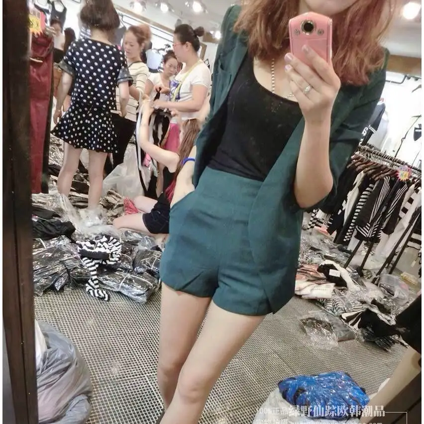 2022 İlkbahar Sonbahar Kore Tarzı Moda Kadın Blazer Düz Renk Blazer Seti Takım Elbise Rahat Gevşek Takım Elbise Ceket Kısa Pantolon 2 Parça Set