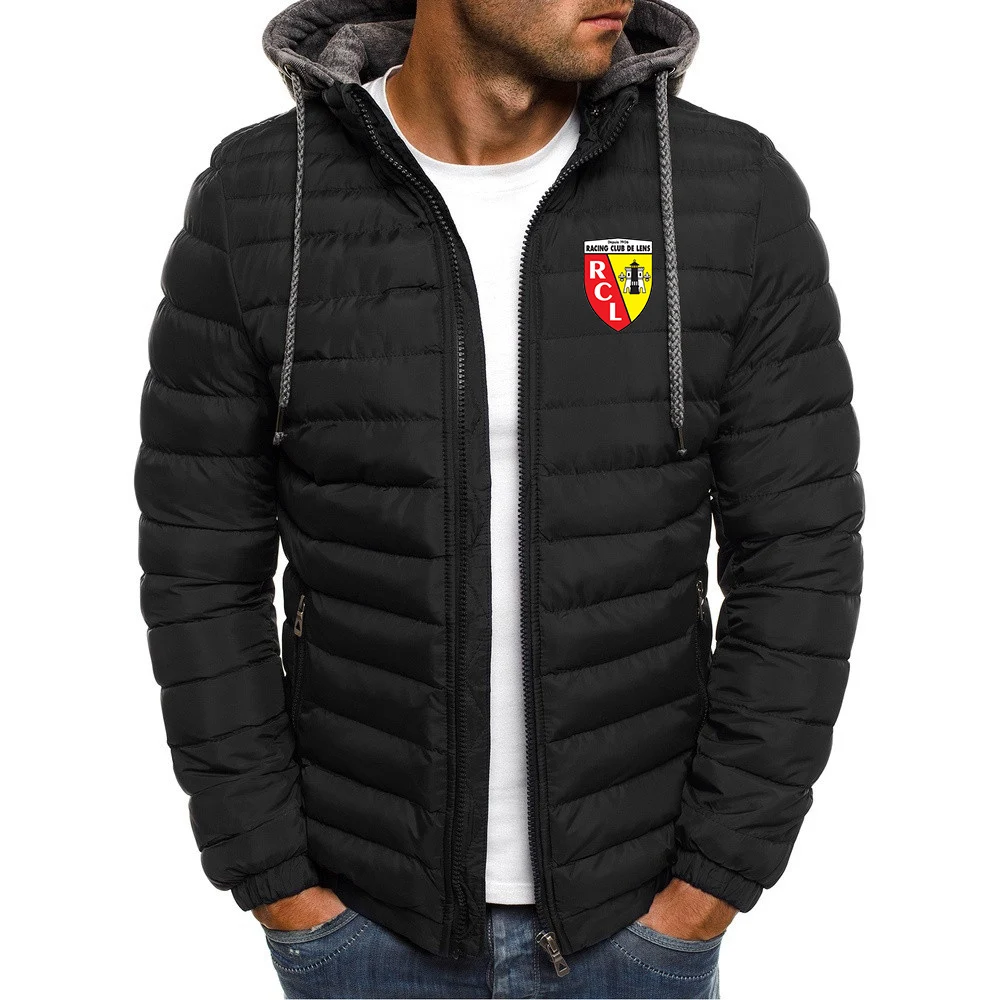 2023 Euro Kulübü Rc Lens Baskılı Yeni Ceket Erkekler Uzun Kollu Giyim Giyim Sıcak Palto Yastıklı Kalın Parka Slim Fit Rüzgarlık