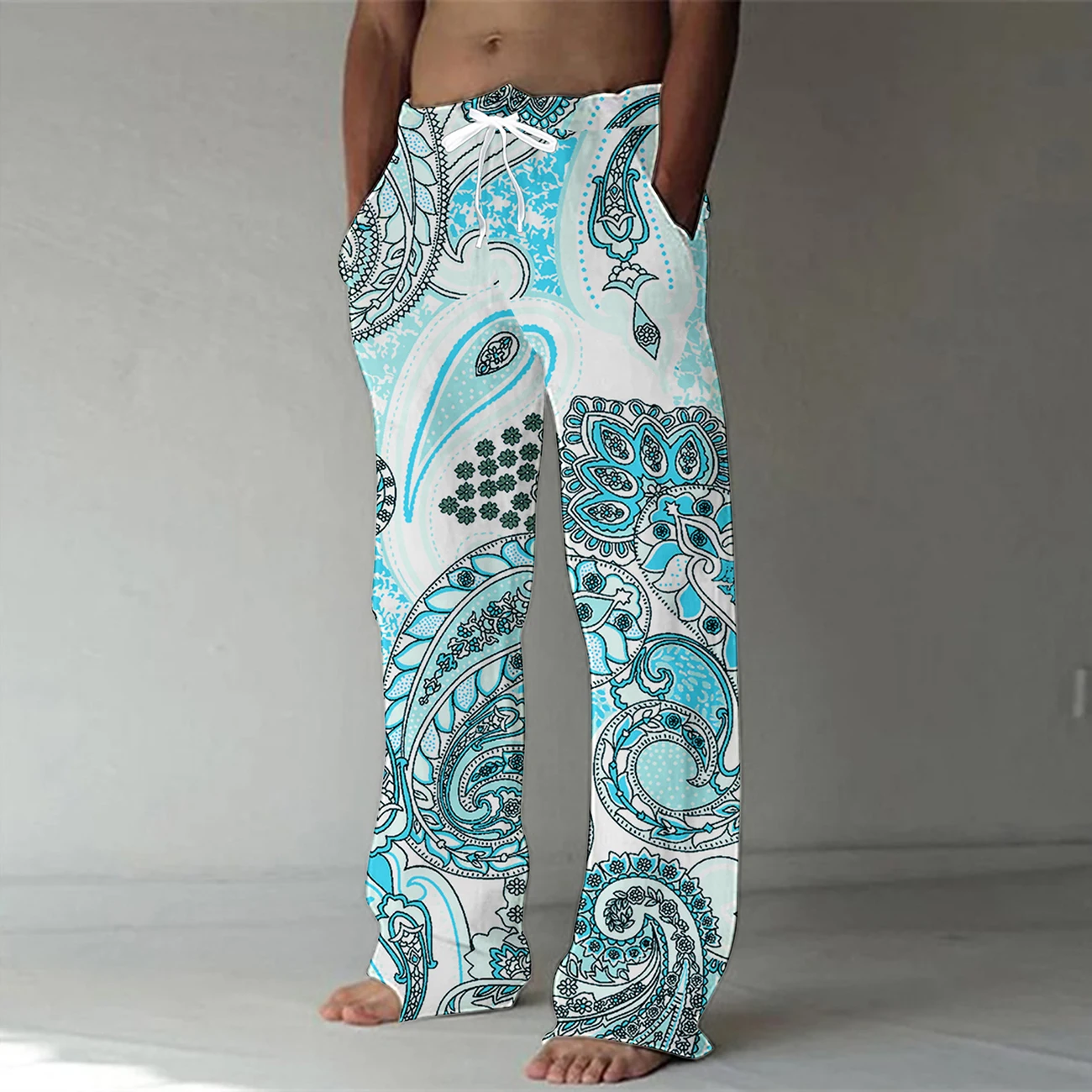 2023 Yeni Moda Rahat Dans Yoga spor pantolon erkek Yaz İnce Çabuk kuruyan Nefes Büyük boy Plaj Düz Bacak Pantolon