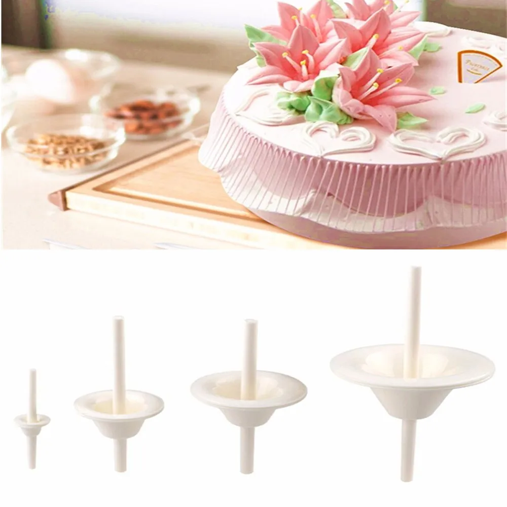 4 adet/takım Zambak Şekli Cupcake Standı Buzlanma kremalı kek Çiçek İğne Tırnak Pişirme Araçları Kek Dekorasyon Aracı