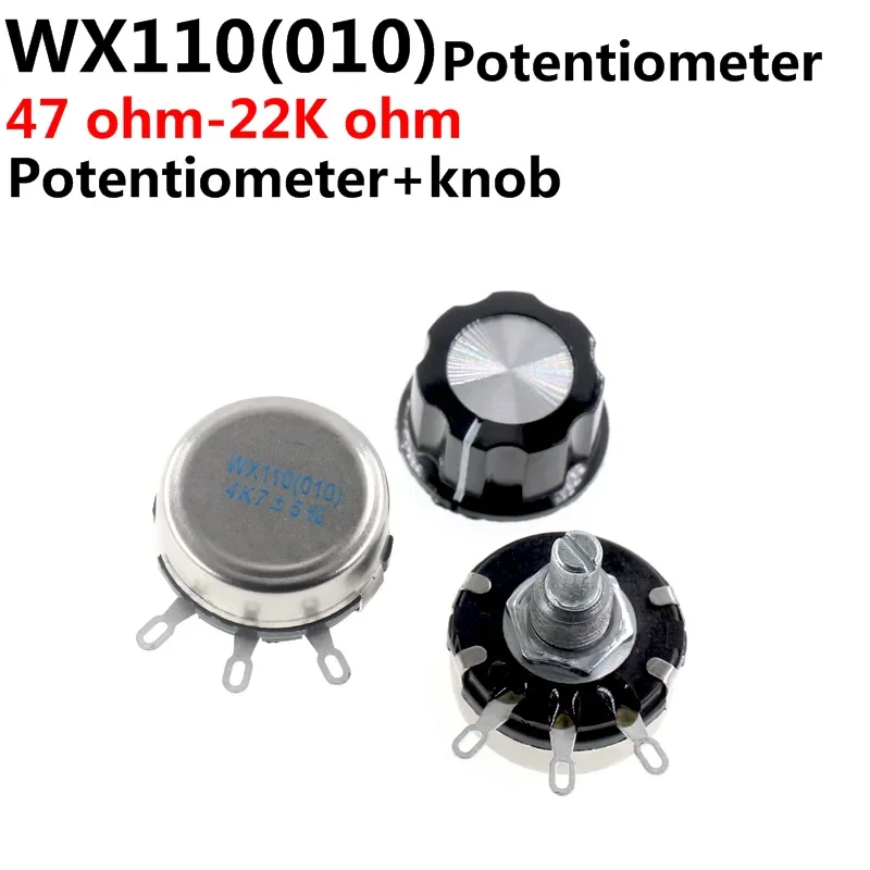 5 takım WX110 Topuzu ile WX010 + Topuzu Yara Potansiyometre Topuzu ile 100R 470R 1k 2.2 k 3.3 k 4.7 K 5.6 k 6.8 k 10k 22k