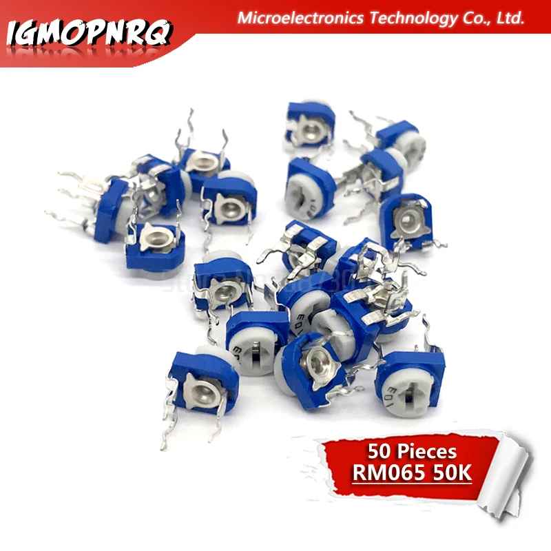 60 adet RM065 RM-065 50K ohm 503 Trimpot Düzeltici Potansiyometre yatay Mavi ve beyaz potansiyometre