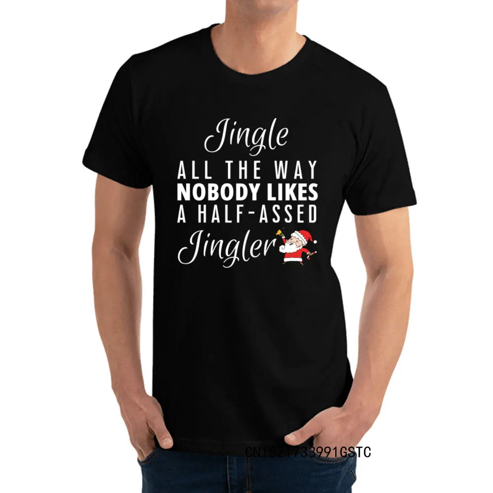 Gömme erkek tişört Jingle Tüm Yol Noel Baskılı Üstleri Gömlek Saf Pamuk Kısa Kollu Basit Tarzı T Shirt Ekip Boyun