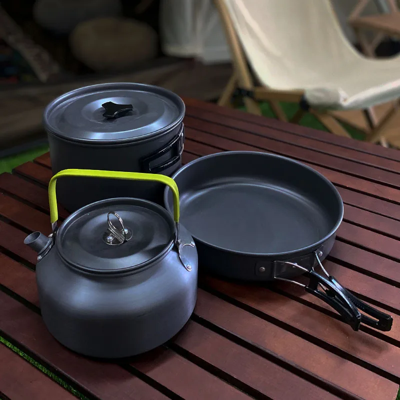 MachFish açık kamp tencere seti Açık Pot sofra alüminyum alaşımlı su ısıtıcısı tava yürüyüş Piknik Ekipmanları