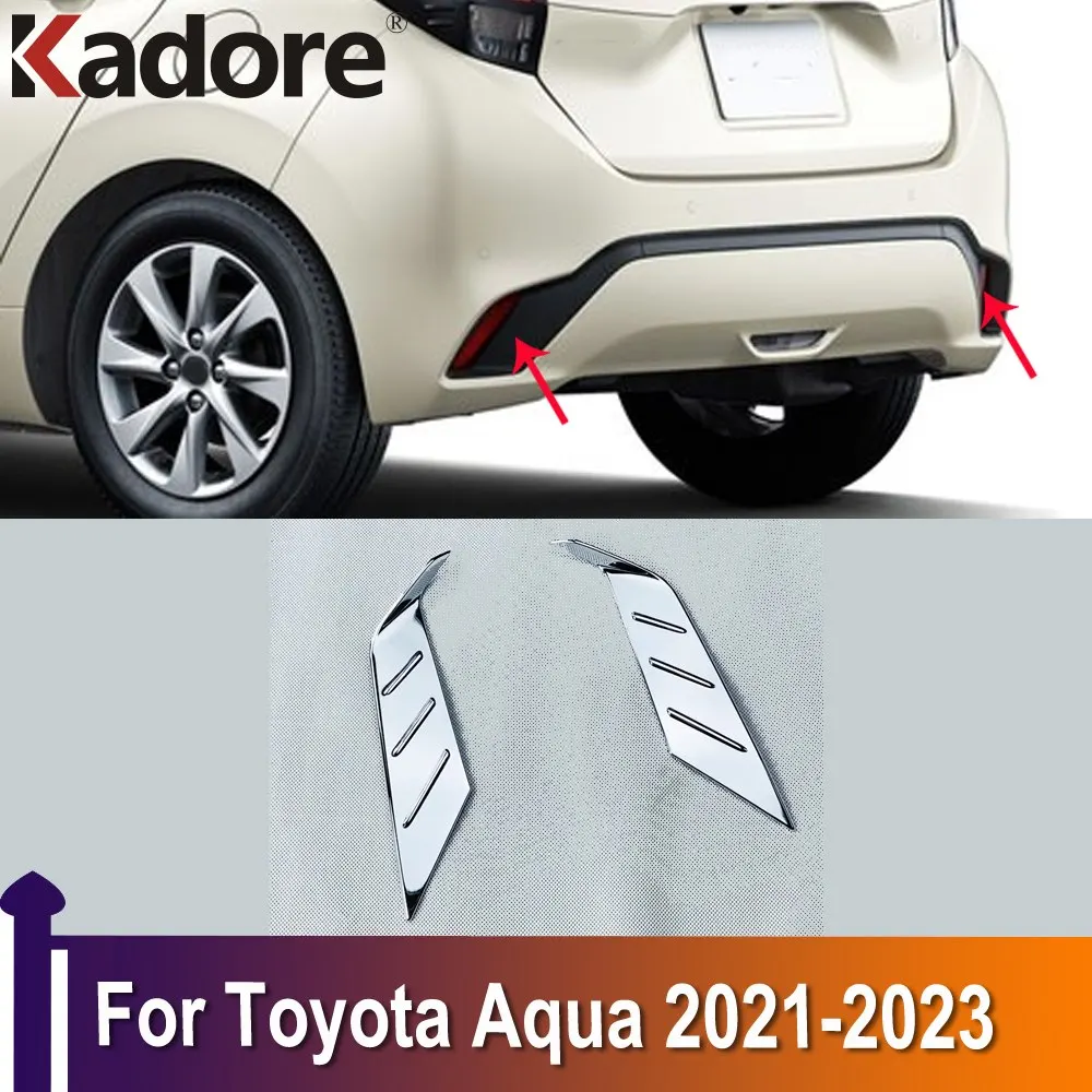 Toyota Aqua 2021 için 2022 2023 Krom Arka Reflektör Sis İşık Lambası Sis Farları Kapak Sticker Dekorasyon Trim Aksesuarları