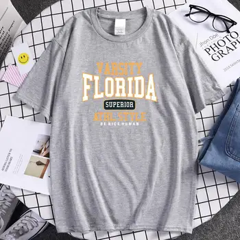 Florida Üstün Athl Tarzı Baskılı Tshirt Erkekler Komik Sokak Tişörtleri Rahat Pamuk Kısa Kollu Retro Harajuku T Shirt Erkek