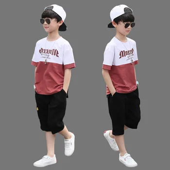 Yeni Yaz Erkek giyim setleri Çocuk kısa kollu t-shirt + pantolon seti İki Adet Set Çocuklar Bebek Erkek Giysileri 6 8 10 11 12 yıl