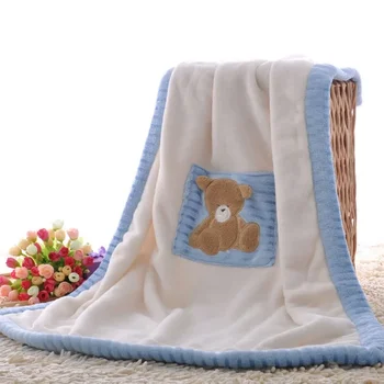Bebek Battaniyesi Kış Mercan Kadife Yumuşak Cilt Çocuk Uyku Çarşaf Bebek Arabası Rüzgar Geçirmez Sıcak Ayı Çok fonksiyonlu Kapak Battaniye