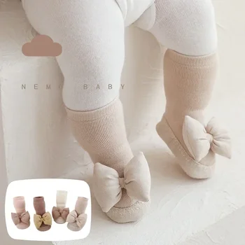 Yeni Yenidoğan Çorap Ayakkabı Kore Moda İlmek kaymaz Zemin Buzağı Çorap Ayakkabı Bebek Kız için Sonbahar Kış Pamuk İlk Yürüteç
