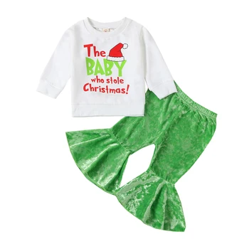 0-6T Erkek Bebek Kız Noel Giysileri Uzun Kollu Kazak Romper Üst Pantolon Kıyafet Toddler Sonbahar Kış Giysileri