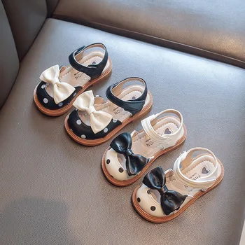 Kızlar Sandalet 2023 Yaz Yay Prenses Ayakkabı Bebek Yumuşak Taban Baotou plaj ayakkabısı Çocuklar Sevimli Performans Ayakkabı